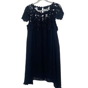 SLNY Asymmetrical Lace Dress